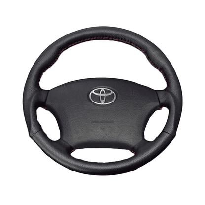 (ダークグレーレザー×レッドステッチ) 車種専用設計 高品質 ガングリップ ウッド×パンチング 本皮調 レザーステアリング アルファード 10系