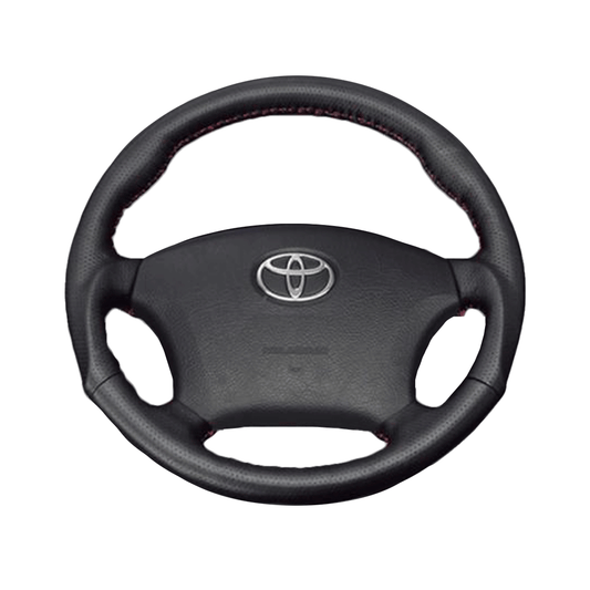 (ダークグレーレザー×レッドステッチ) 車種専用設計 高品質 ガングリップ ウッド×パンチング 本皮調 レザーステアリング アルファード 10系