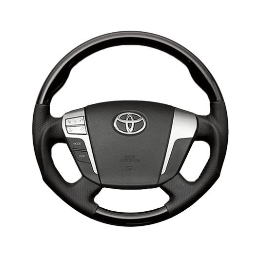 (ピアノブラック×ダークグレー) 車種専用設計 高品質 ガングリップ ウッド×パンチング 本皮調 レザーステアリング アルファード 20系