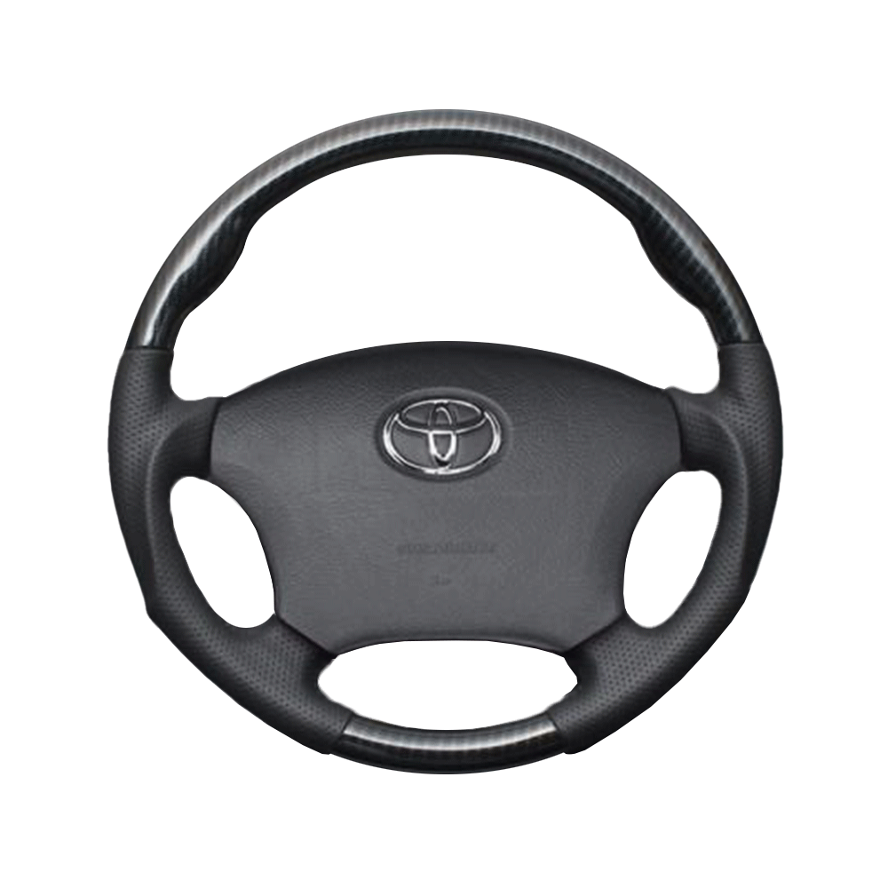 (綾織りカーボン×ダークグレー) ガングリップ ウッド×パンチング 本皮調 レザーステアリング ノア 60系 後期 FEGGARI LS119-254-005 専用設計 高品質