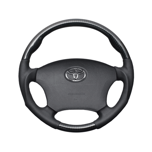 (綾織りカーボン×ダークグレー) ガングリップ ウッド×パンチング 本皮調 レザーステアリング ノア 60系 後期 FEGGARI LS119-254-005 専用設計 高品質