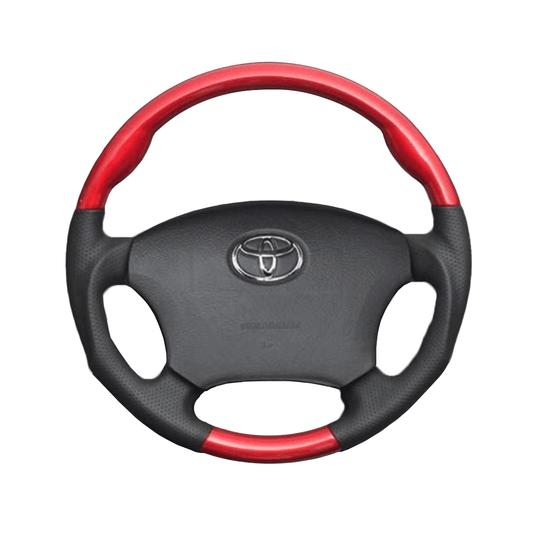 (レッドパール×ダークグレー) ガングリップ ウッド×パンチング 本皮調 レザーステアリング ノア 60系 後期 FEGGARI LSH3-RED-005 専用設計 高品質
