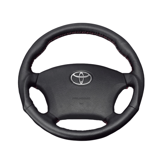 (ダークグレーレザー×レッドステッチ) ガングリップ ウッド×パンチング 本皮調 レザーステアリング ノア 60系 後期 FEGGARI LS116LR-007 専用設計 高品質