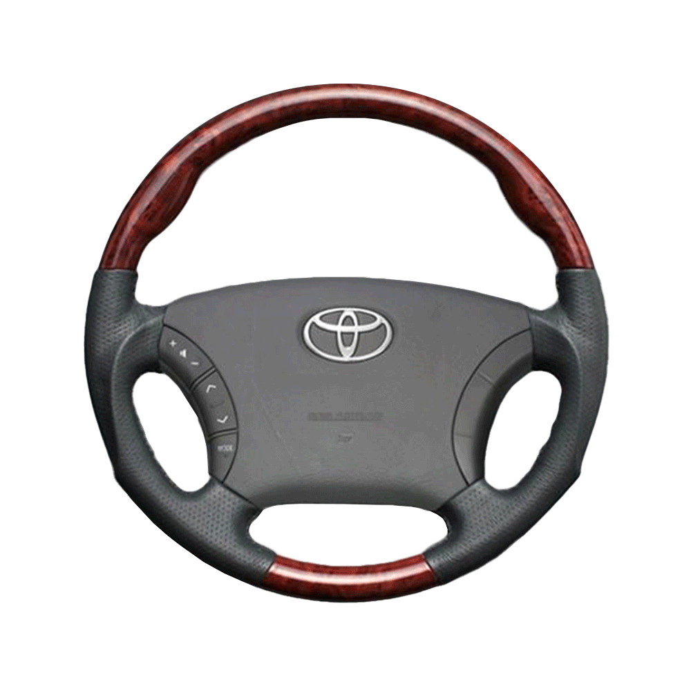 (茶木目×ダークグレー) ガングリップ ウッド×パンチング 本皮調 レザーステアリング ノア 60系 後期 FEGGARI LS117-007 専用設計 高品質