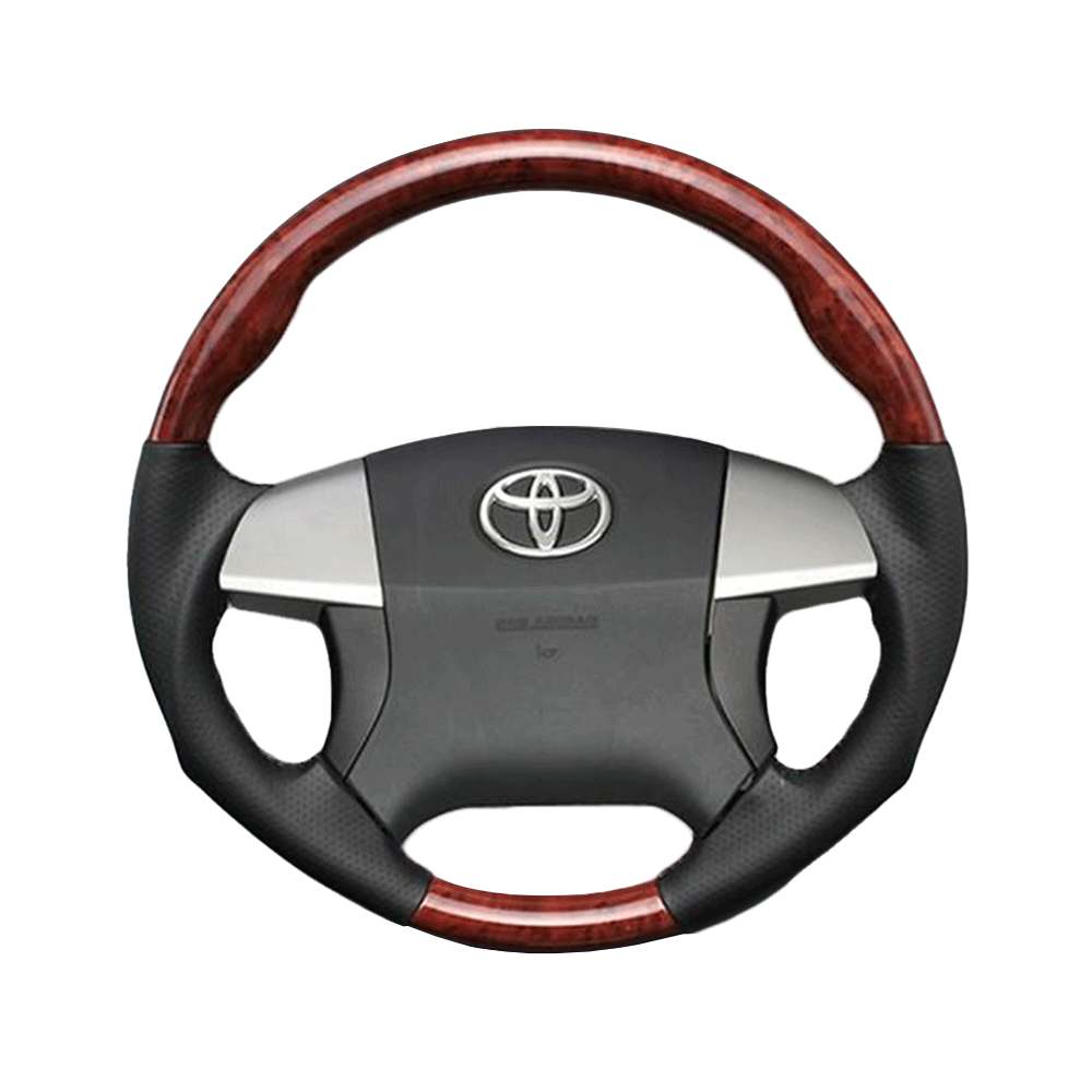 (茶木目×ダークグレー) ガングリップ ウッド×パンチング 本皮調 レザーステアリング ノア 70系 前期 FEGGARI LS35-008 専用設計 高品質