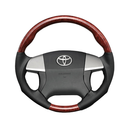(茶木目×ダークグレー) ガングリップ ウッド×パンチング 本皮調 レザーステアリング ノア 70系 前期 FEGGARI LS35-008 専用設計 高品質