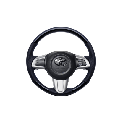 (ピアノブラック×ブルーステッチ) ガングリップ ウッド×パンチング 本皮調 レザーステアリング タンク 900系 FEGGARI LSM900-PBB-001 車種専用設計 高品質