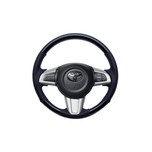 (ピアノブラック×ブルーステッチ) ガングリップ ウッド×パンチング 本皮調 レザーステアリング タンク 900系 FEGGARI LSM900-PBB-001 車種専用設計 高品質