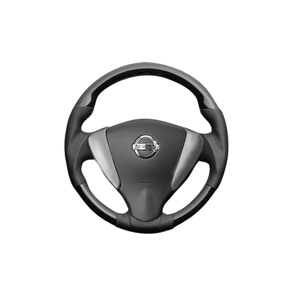 (黒木目) ガングリップ ウッド×パンチング 本皮調 レザーステアリング キャラバン NV350 E26 前期用 GX FEGGARI LS08AN-001 車種専用設計 高品質