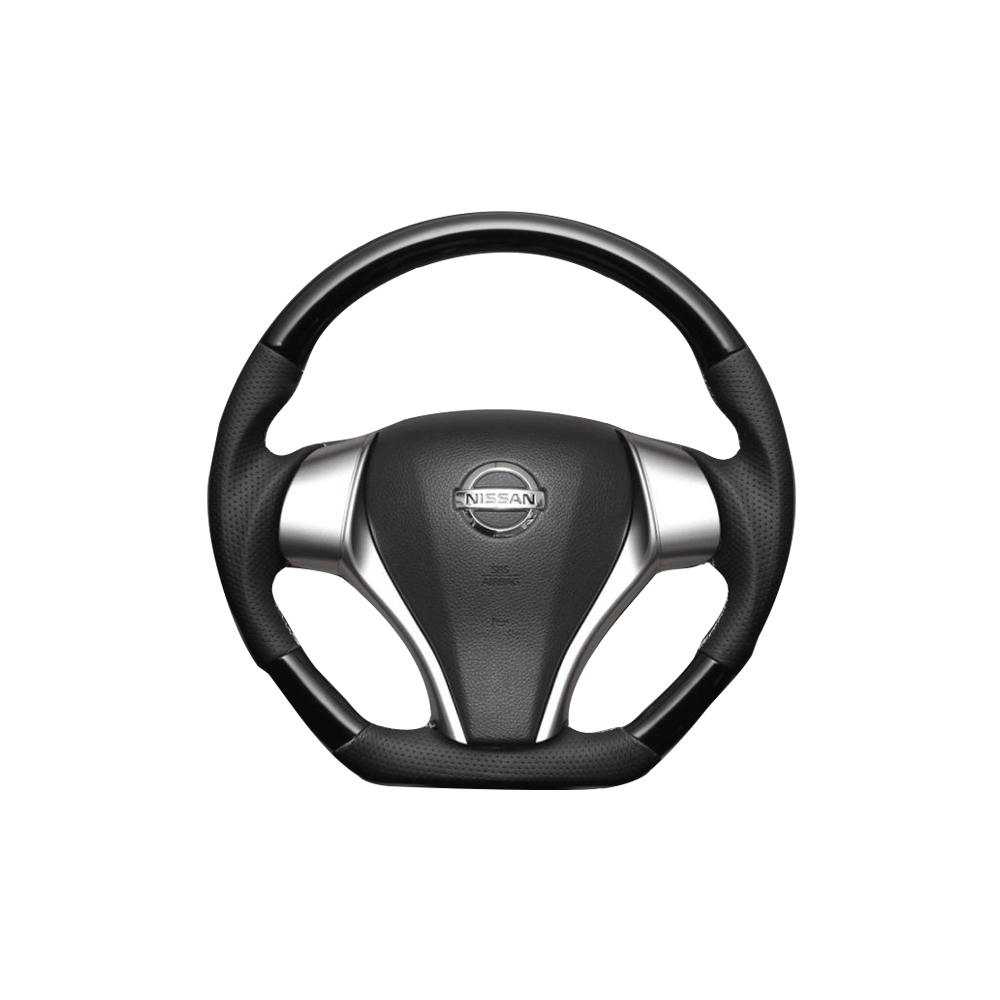 (ピアノブラック) Dタイプ ガングリップ ウッド×パンチング 本皮調 レザーステアリング キャラバン NV350 E26 後期用 GX FEGGARI LS26KDPBST