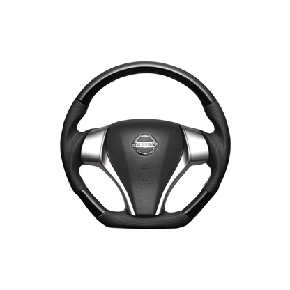 (ピアノブラック) Dタイプ ガングリップ ウッド×パンチング 本皮調 レザーステアリング キャラバン NV350 E26 後期用 GX FEGGARI LS26KDPBST