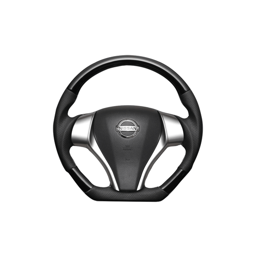 (ピアノブラック) Dタイプ ガングリップ ウッド×パンチング 本皮調 レザーステアリング キャラバン NV350 E26 中期用 VX FEGGARI LS26KDPBST-001