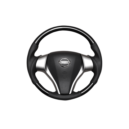 (ピアノブラック) ガングリップ ウッド×パンチング 本皮調 レザーステアリング キャラバン NV350 E26 中期用 VX FEGGARI LS26KPB-001 車種専用設計 高品質