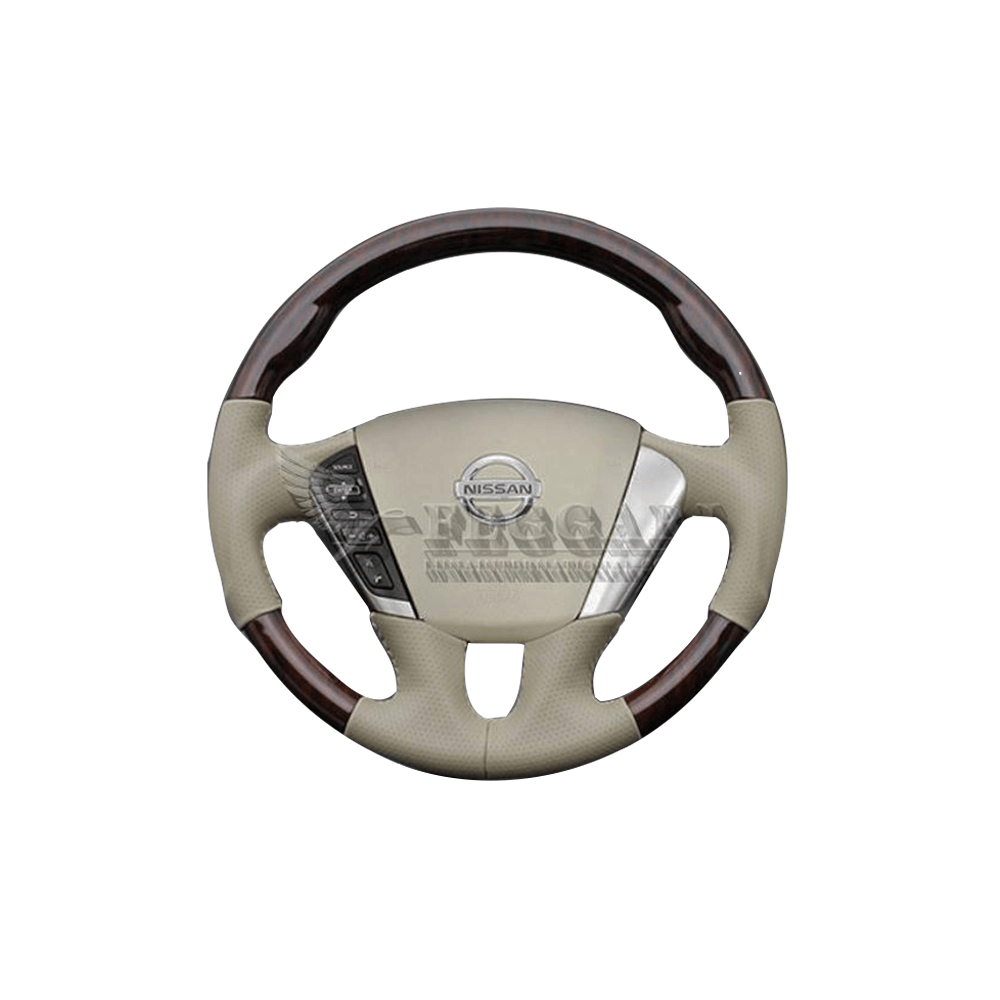 (アフリカンウッド×ベージュ) ガングリップ ウッド×パンチング 本皮調 レザーステアリング ティアナ J32系 FEGGARI LS102-002 車種専用設計 高品質