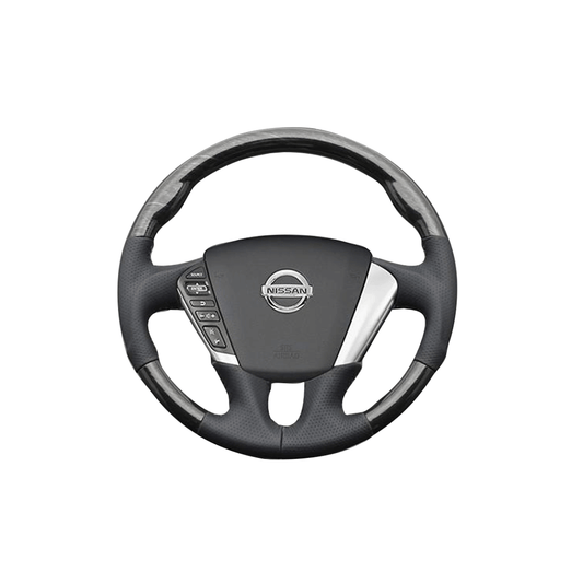 (シルバーロ-ズウッド×ダークグレー) ガングリップ ウッド×パンチング 本皮調 レザーステアリング ティアナ J32系 FEGGARI LS104-002 車種専用設計 高品質