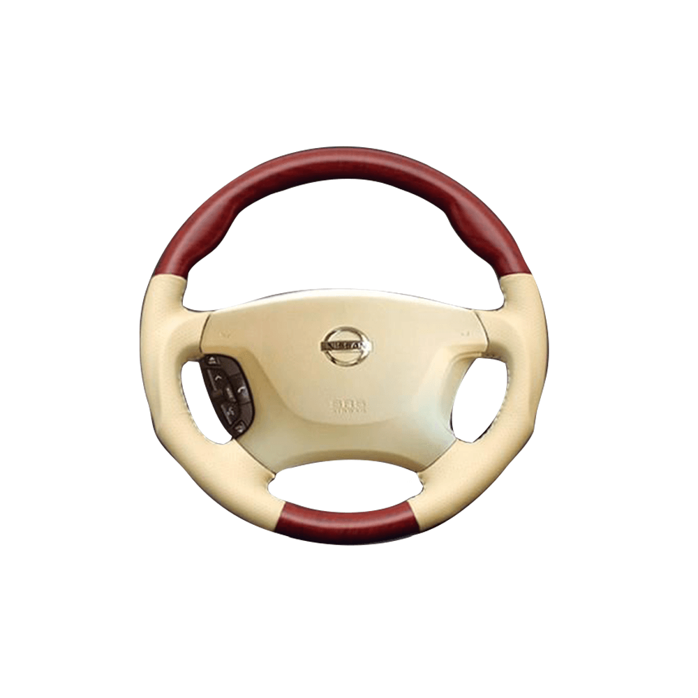 (柾木目×ベージュ) ガングリップ ウッド×パンチング 本皮調 レザーステアリング プレジデント F50系 FEGGARI LS03AN-005 車種専用設計 高品質