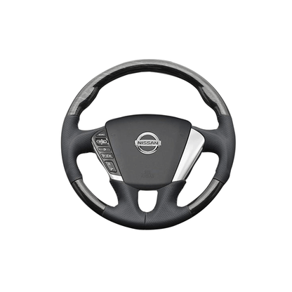 (シルバーロ-ズウッド×ダークグレー) ガングリップ ウッド×パンチング 本皮調 レザーステアリング ムラーノ Z51系 FEGGARI LS104-003 車種専用設計 高品質