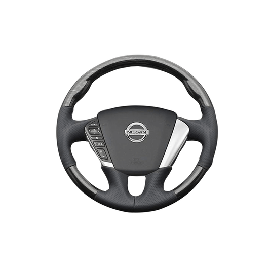 (シルバーロ-ズウッド×ダークグレー) ガングリップ ウッド×パンチング 本皮調 レザーステアリング ムラーノ Z51系 FEGGARI LS104-003 車種専用設計 高品質