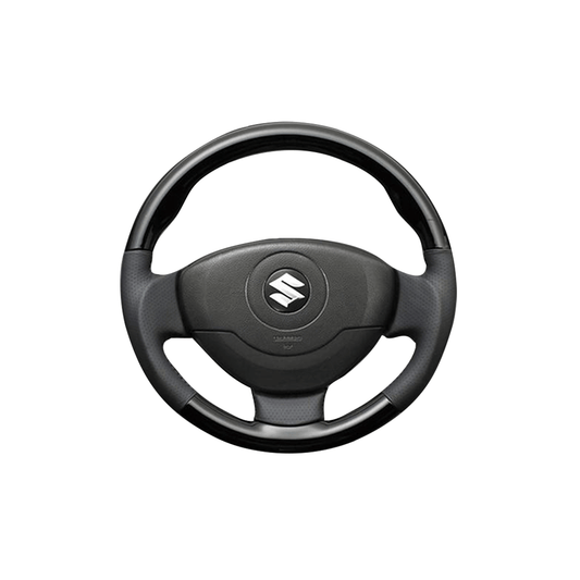 (ピアノブラック×ダークグレー) ガングリップ ウッド×パンチング 本皮調 レザーステアリング モコ MG22S系 FEGGARI LS54-005 車種専用設計 高品質