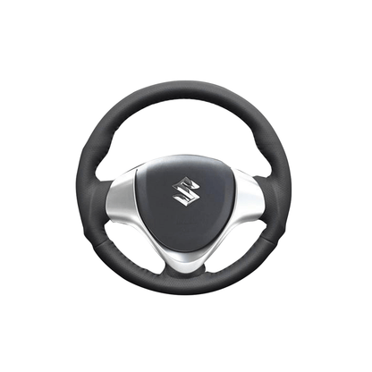 (ダークグレーレザー×ブラックステッチ) ガングリップ ウッド×パンチング 本皮調 レザーステアリング NV100クリッパーリオ DR17W系 FEGGARI LS135LB-007