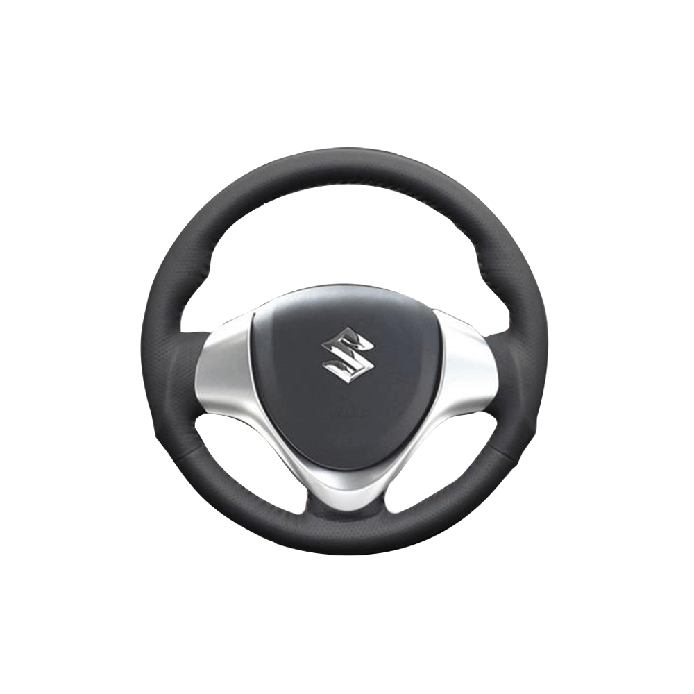 (ダークグレーレザー×レッドステッチ) ガングリップ ウッド×パンチング 本皮調 レザーステアリング NV100クリッパーリオ DR17W系 FEGGARI LS135LR-007