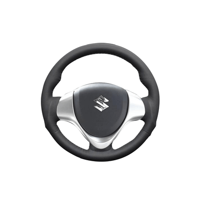 (ダークグレーレザー×レッドステッチ) ガングリップ ウッド×パンチング 本皮調 レザーステアリング NV100クリッパーリオ DR17W系 FEGGARI LS135LR-007