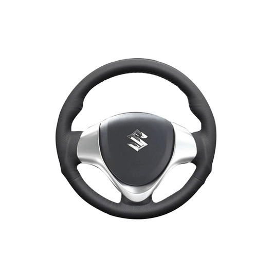 (ダークグレーレザー×レッドステッチ) ガングリップ ウッド×パンチング 本皮調 レザーステアリング NV100クリッパーリオ DR17W系 FEGGARI LS135LR-007