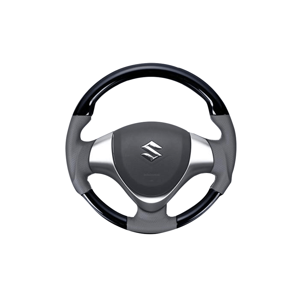 (ピアノブラック×ベージュ) ガングリップ ウッド×パンチング 本皮調 レザーステアリング NV100クリッパーリオ DR17W系 FEGGARI LSEV-WPS-007