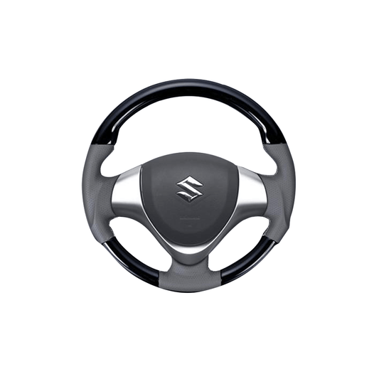 (ピアノブラック×ベージュ) ガングリップ ウッド×パンチング 本皮調 レザーステアリング NV100クリッパーリオ DR17W系 FEGGARI LSEV-WPS-007