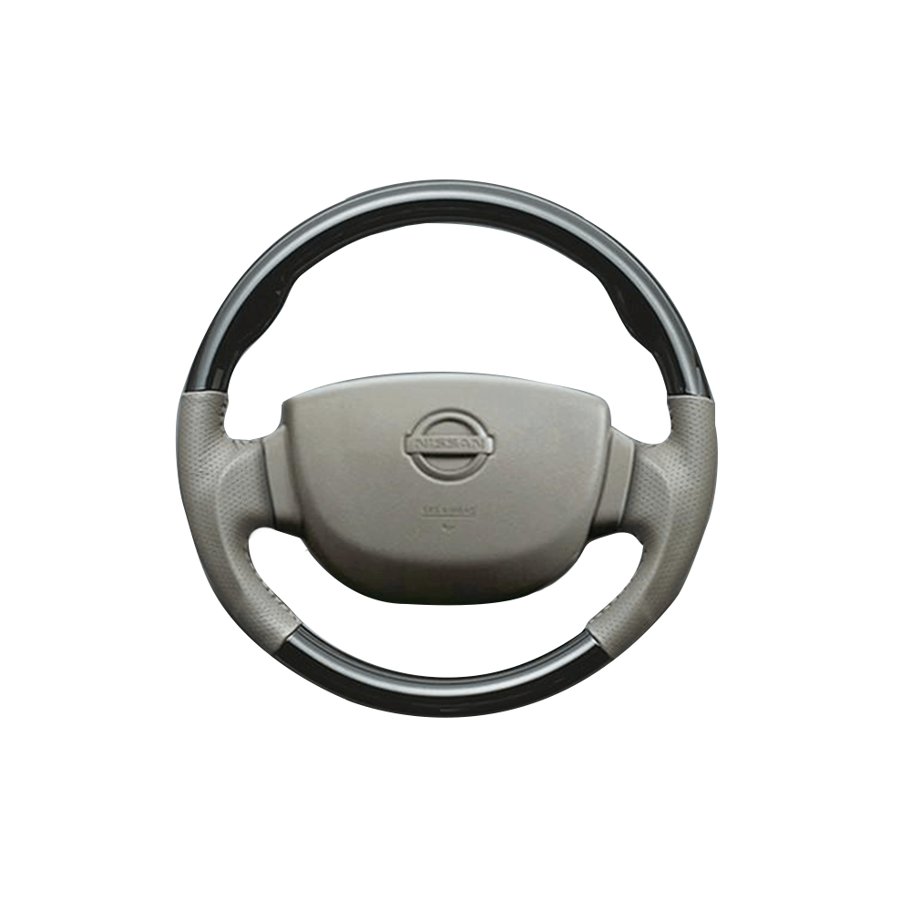 (ピアノブラック×ベージュ) ガングリップ ウッド×パンチング 本皮調 レザーステアリング NV100クリッパーリオ DR64W系 FEGGARI LS76-003