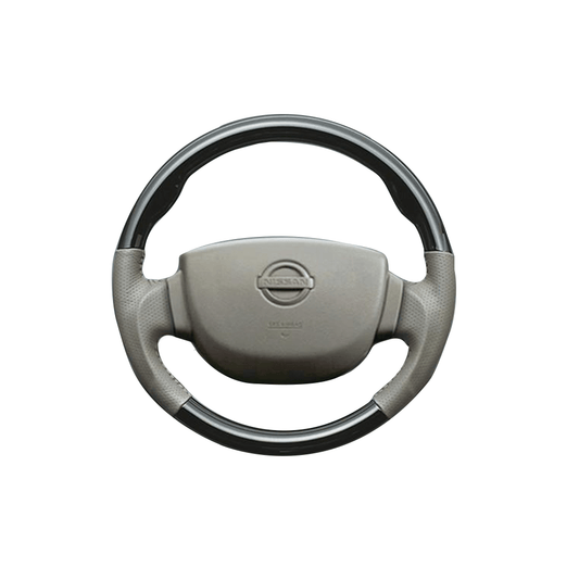 (ピアノブラック×ベージュ) ガングリップ ウッド×パンチング 本皮調 レザーステアリング NV100クリッパーリオ DR64W系 FEGGARI LS76-003