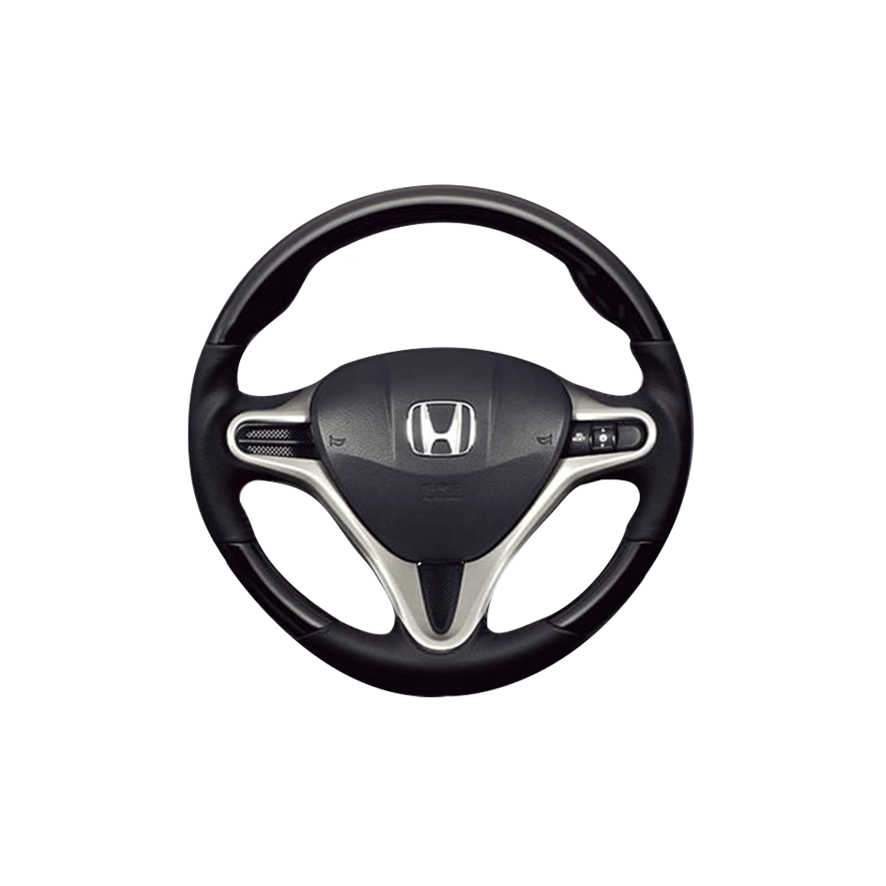 (ピアノブラック×ダークグレー) ガングリップ ウッド×パンチング 本皮調 レザーステアリング ストリーム RN6系 FEGGARI LS01CH-003