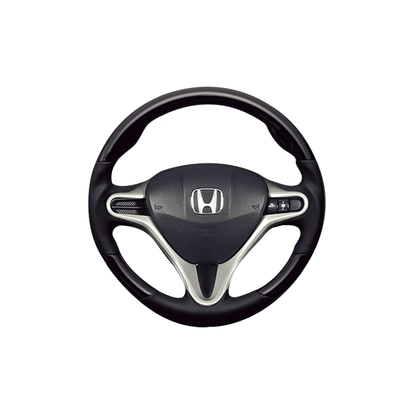 (ピアノブラック×ダークグレー) ガングリップ ウッド×パンチング 本皮調 レザーステアリング ストリーム RN6系 FEGGARI LS01CH-003