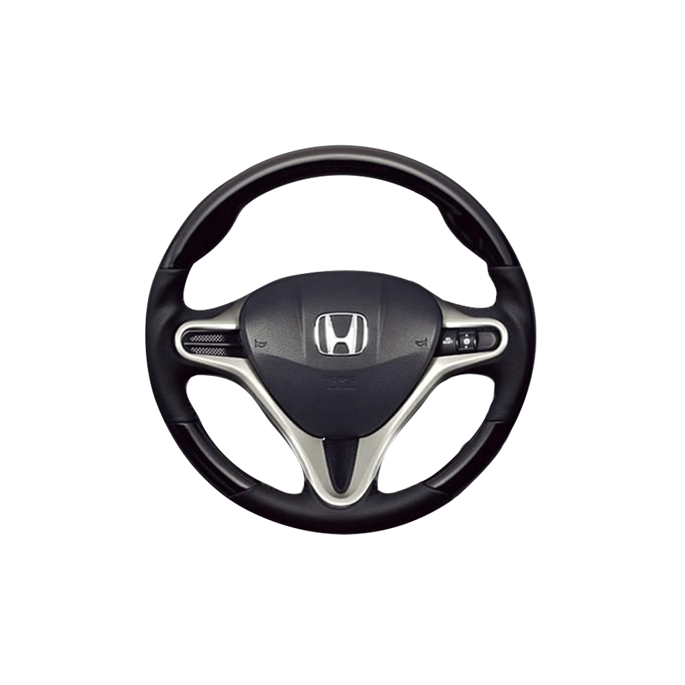 (ピアノブラック×ダークグレー) ガングリップ ウッド×パンチング 本皮調 レザーステアリング ゼスト JE1/2系 FEGGARI LS01CH-004