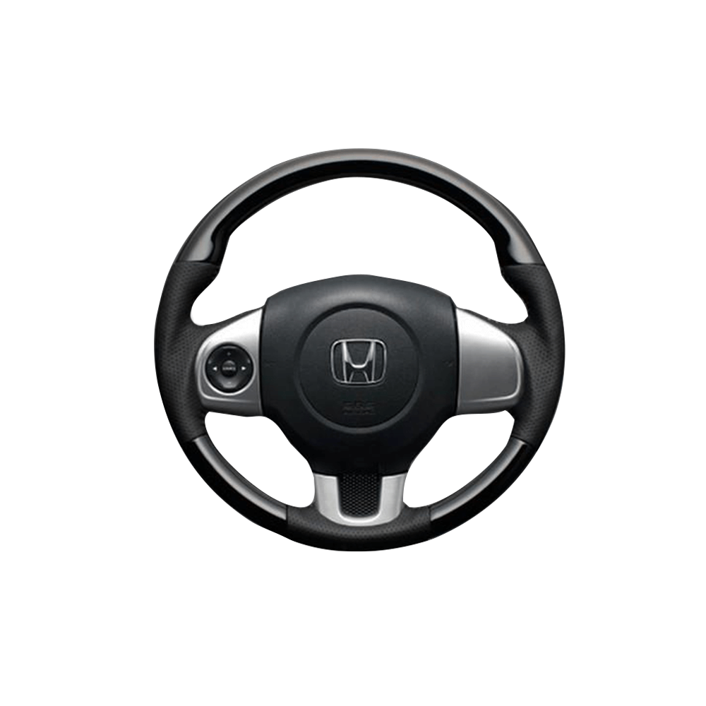 (ピアノブラック×ダークグレー) ガングリップ ウッド×パンチング 本皮調 レザーステアリング N-WGN エヌワゴン JH1/2系 FEGGARI LS13CH-004