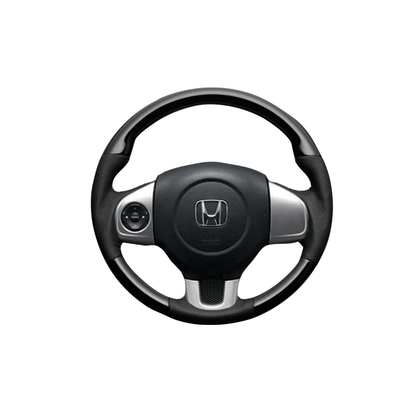 (ピアノブラック×ダークグレー) ガングリップ ウッド×パンチング 本皮調 レザーステアリング N-WGN エヌワゴン JH1/2系 FEGGARI LS13CH-004