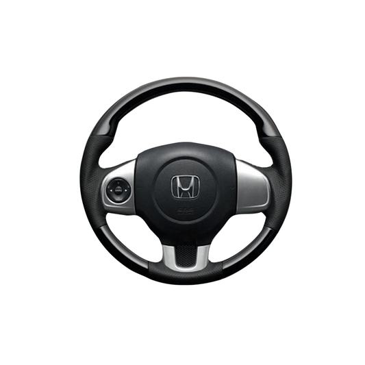 (ピアノブラック×ダークグレー) ガングリップ ウッド×パンチング 本皮調 レザーステアリング N-WGN エヌワゴン JH1/2系 FEGGARI LS13CH-004