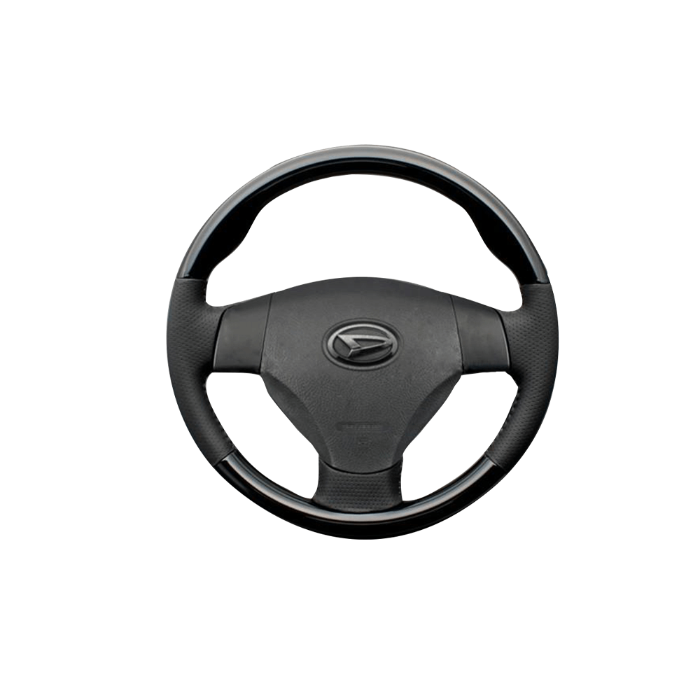 (ピアノブラック×ダークグレー) スタンダードグリップ ウッド×パンチング 本皮調 レザーステアリング アトレーワゴン S321 / 331系 FEGGARI LS30-126-001