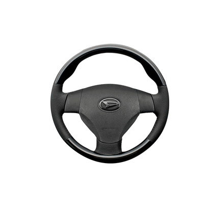 (ピアノブラック×ダークグレー) スタンダードグリップ ウッド×パンチング 本皮調 レザーステアリング アトレーワゴン S321 / 331系 FEGGARI LS30-126-001