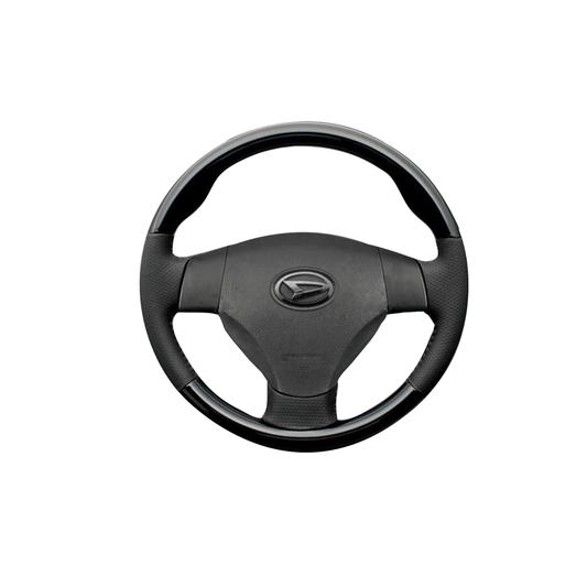 (ピアノブラック×ダークグレー) スタンダードグリップ ウッド×パンチング 本皮調 レザーステアリング アトレーワゴン S321 / 331系 FEGGARI LS30-126-001