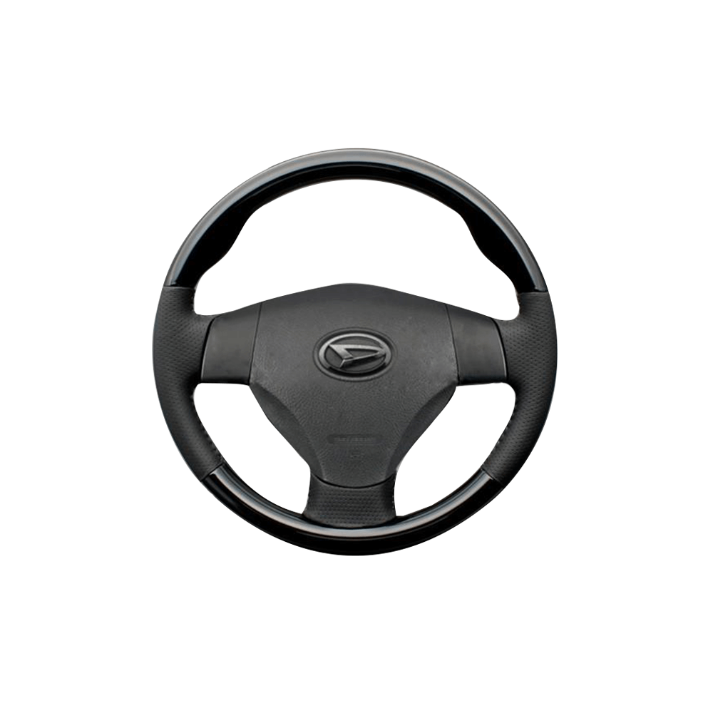 (ピアノブラック×ダークグレー) スタンダードグリップ ウッド×パンチング 本皮調ステアリング ミラ L275/285系 FEGGARI LS30-126-003