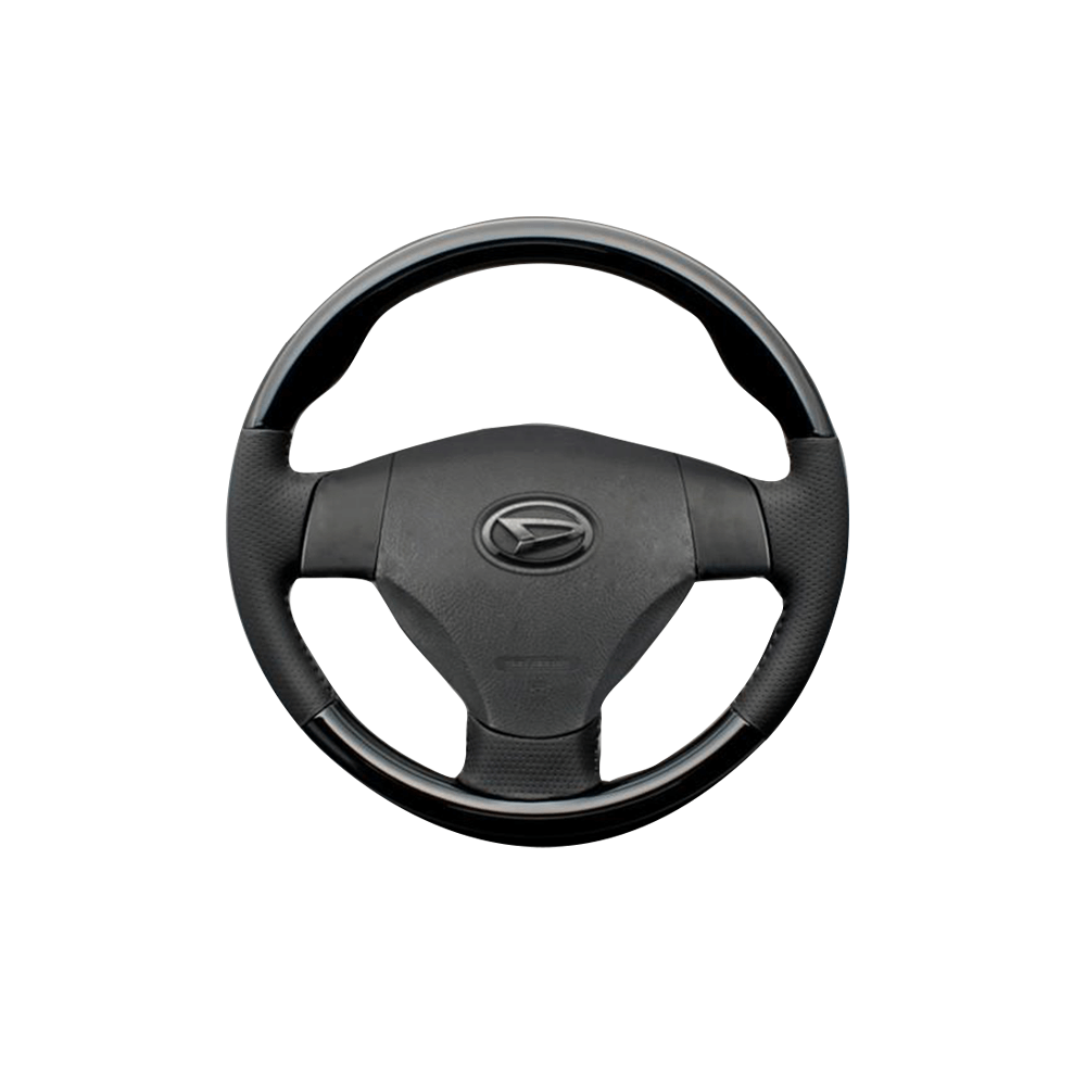 (ピアノブラック×ダークグレー) スタンダードグリップ ウッド×パンチング 本皮調ステアリング ムーヴ / ムーヴカスタム L175/185系 FEGGARI LS30-126-004