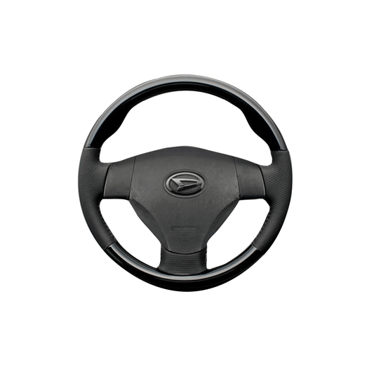 (ピアノブラック×ダークグレー) スタンダードグリップ ウッド×パンチング 本皮調ステアリング ムーヴ / ムーヴカスタム L175/185系 FEGGARI LS30-126-004