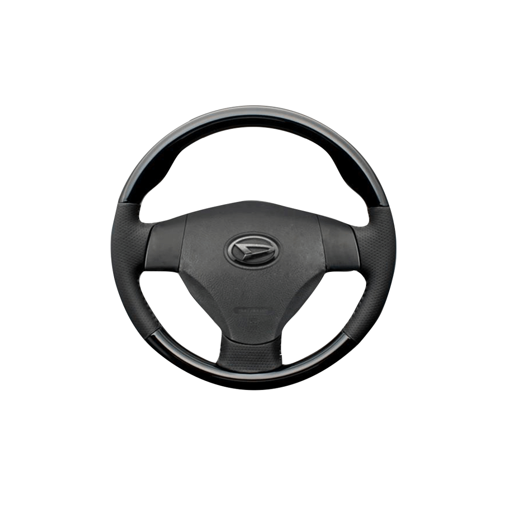 (ピアノブラック×ダークグレー) スタンダードグリップ ウッド×パンチング 本皮調ステアリング コンテ / コンテカスタム L575/585系 FEGGARI LS30-126-007