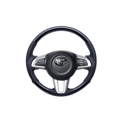 (ピアノブラック×ブラックステッチ) ガングリップ ウッド×パンチング 本皮調 レザーステアリング ムーヴキャンバス 800系 FEGGARI LSM900-PB-003