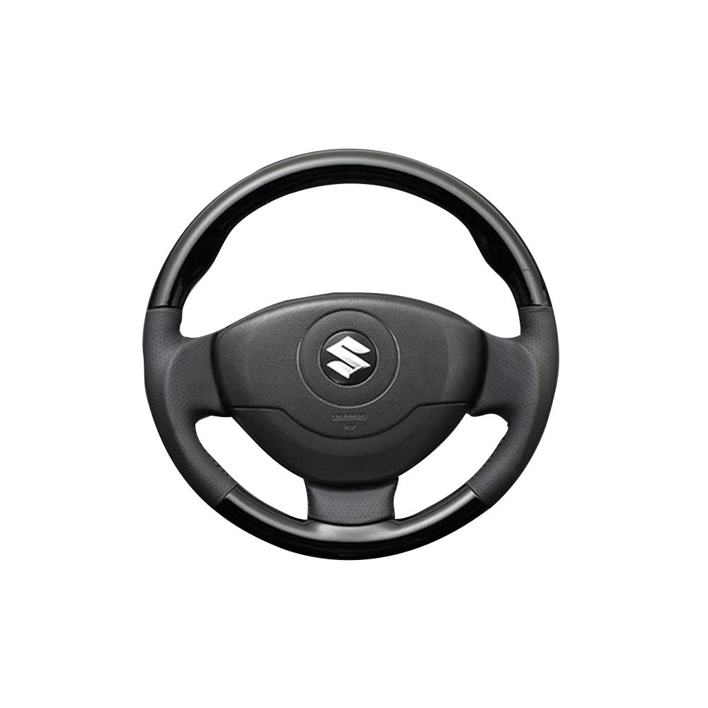 (ピアノブラック×ダークグレー) ガングリップ ウッド×パンチング 本皮調 レザーステアリング MRワゴン MF22系 FEGGARI LS54-001 車種専用設計 高品質