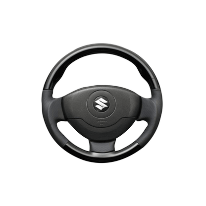 (ピアノブラック×ダークグレー) ガングリップ ウッド×パンチング 本皮調 レザーステアリング MRワゴン MF22系 FEGGARI LS54-001 車種専用設計 高品質