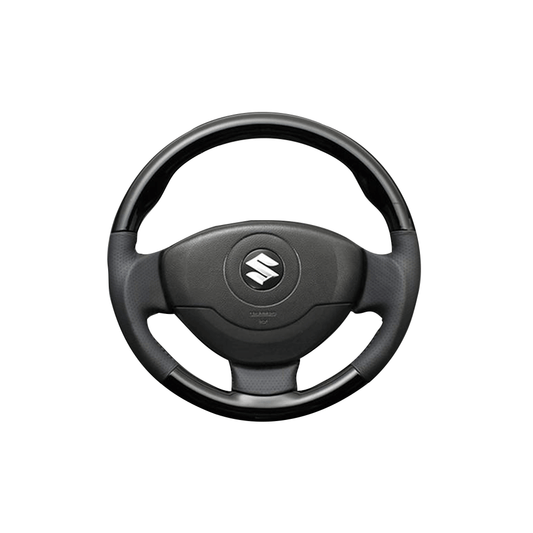 (ピアノブラック×ダークグレー) ガングリップ ウッド×パンチング 本皮調 レザーステアリング MRワゴン MF22系 FEGGARI LS54-001 車種専用設計 高品質