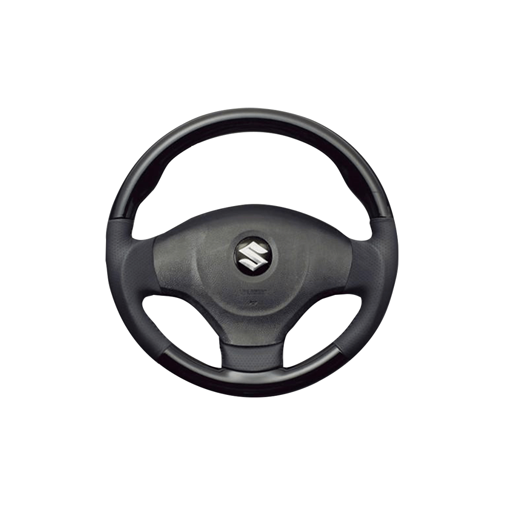 (ピアノブラック×ダークグレー) ガングリップ ウッド×パンチング 本皮調 レザーステアリング MRワゴン MF22系 FEGGARI LS48-001 車種専用設計 高品質