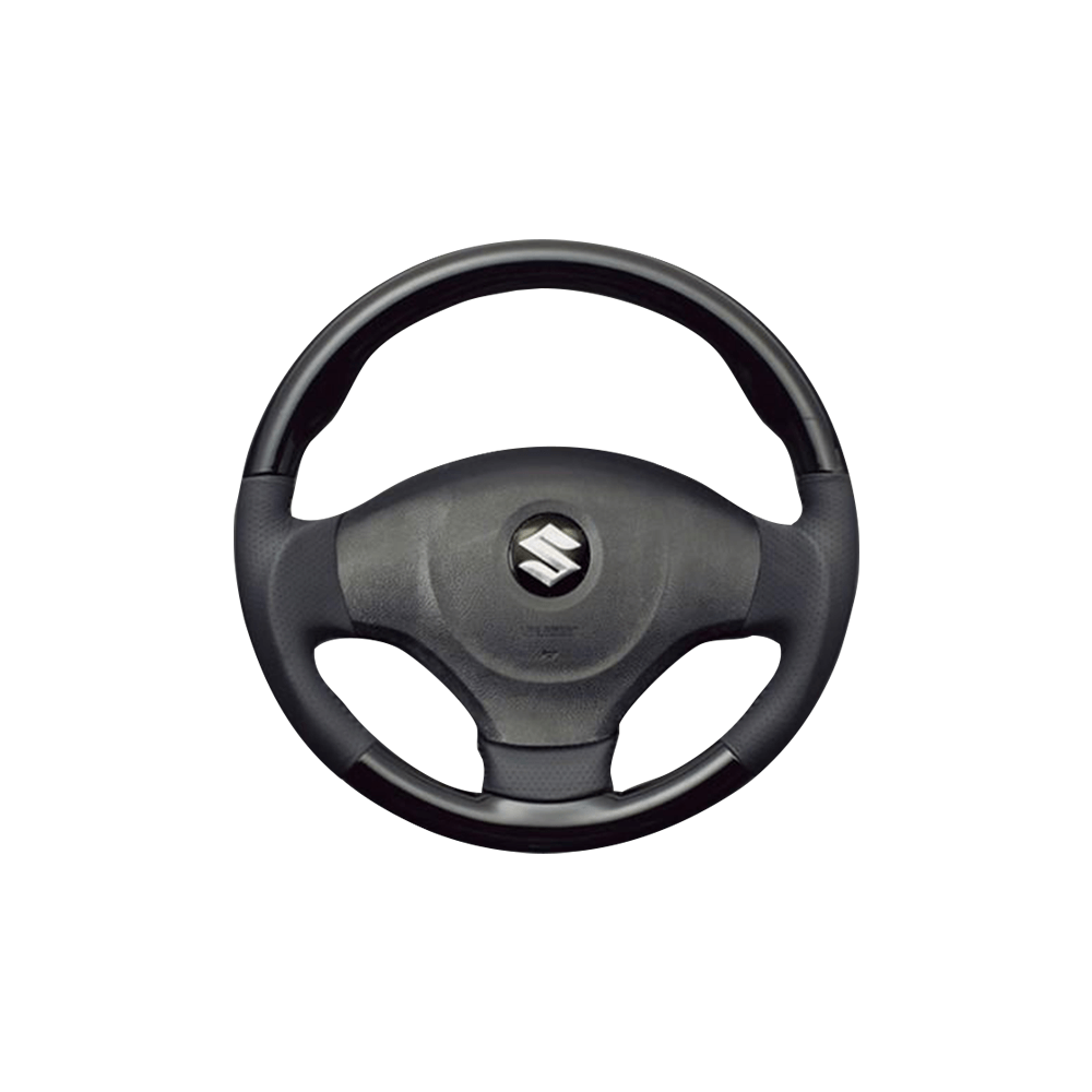 (ピアノブラック×ダークグレー) ガングリップ ウッド×パンチング 本皮調 レザーステアリング MRワゴン MF33S系 FEGGARI LS48-002 車種専用設計 高品質